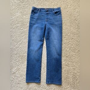 Betabrand Pull On Jeans Womens L Petite Blue Straight